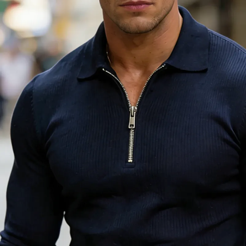 Men's Retro Casual Collared Zipper Knit Sweater MTA2279L5TO sold by Manly product image thumbnail 3