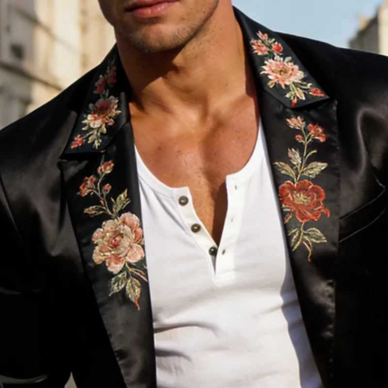 Men's Retro Casual Satin Print Blazer MTA2224L2TO sold by Manly product image thumbnail 3