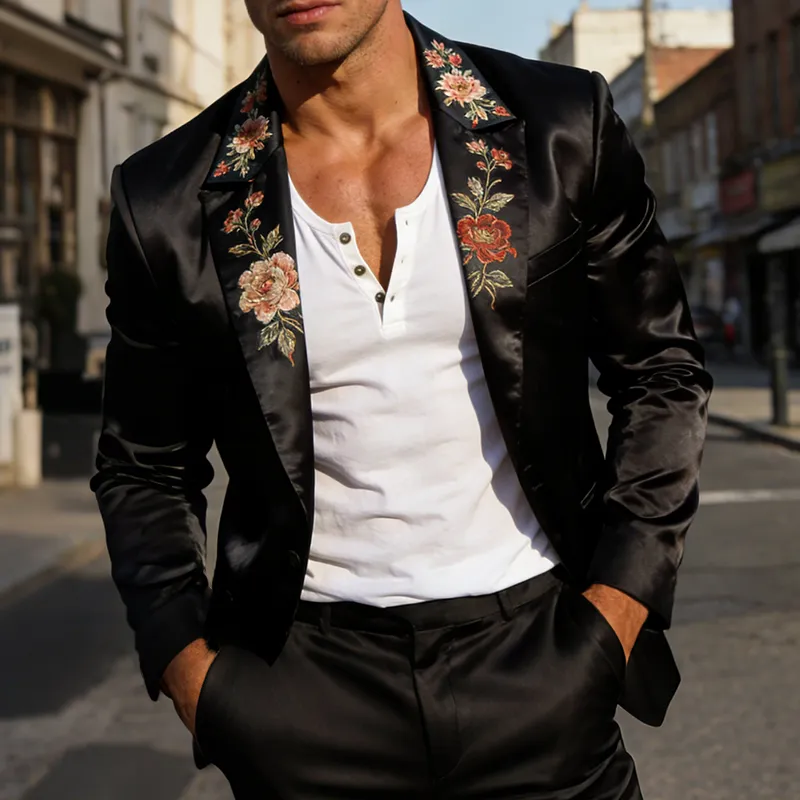 Men's Retro Casual Satin Print Blazer MTA2224L2TO sold by Manly product image thumbnail 2