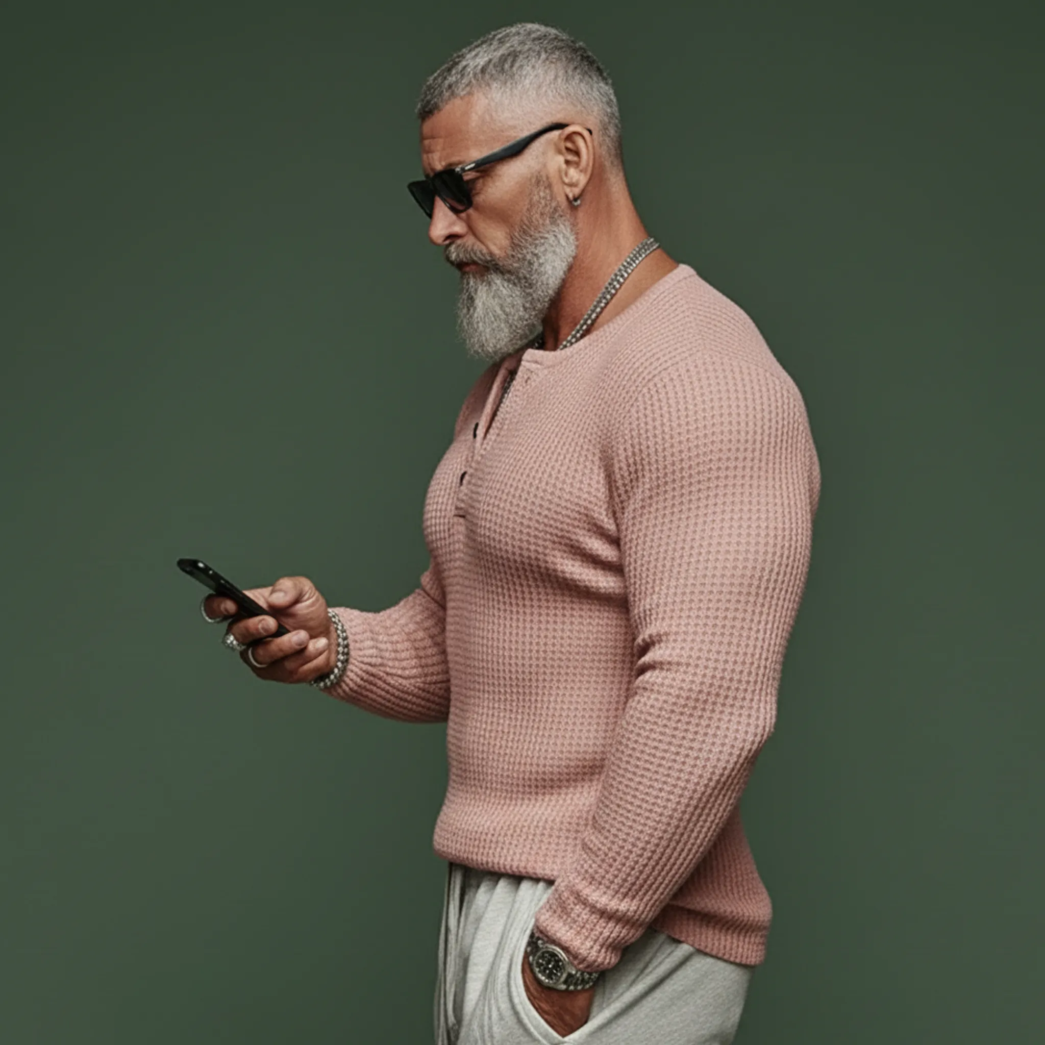 Men's Classic Casual Henley Neck Waffle Knit Long-sleeved T-shirt MTA2300L3K sold by Manly product image thumbnail 3