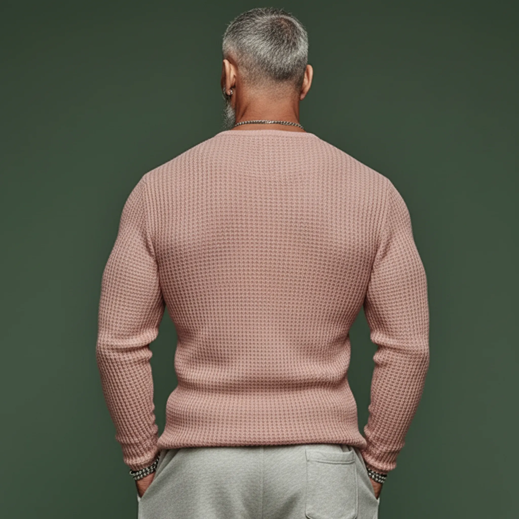 Men's Classic Casual Henley Neck Waffle Knit Long-sleeved T-shirt MTA2300L3K sold by Manly product image thumbnail 4