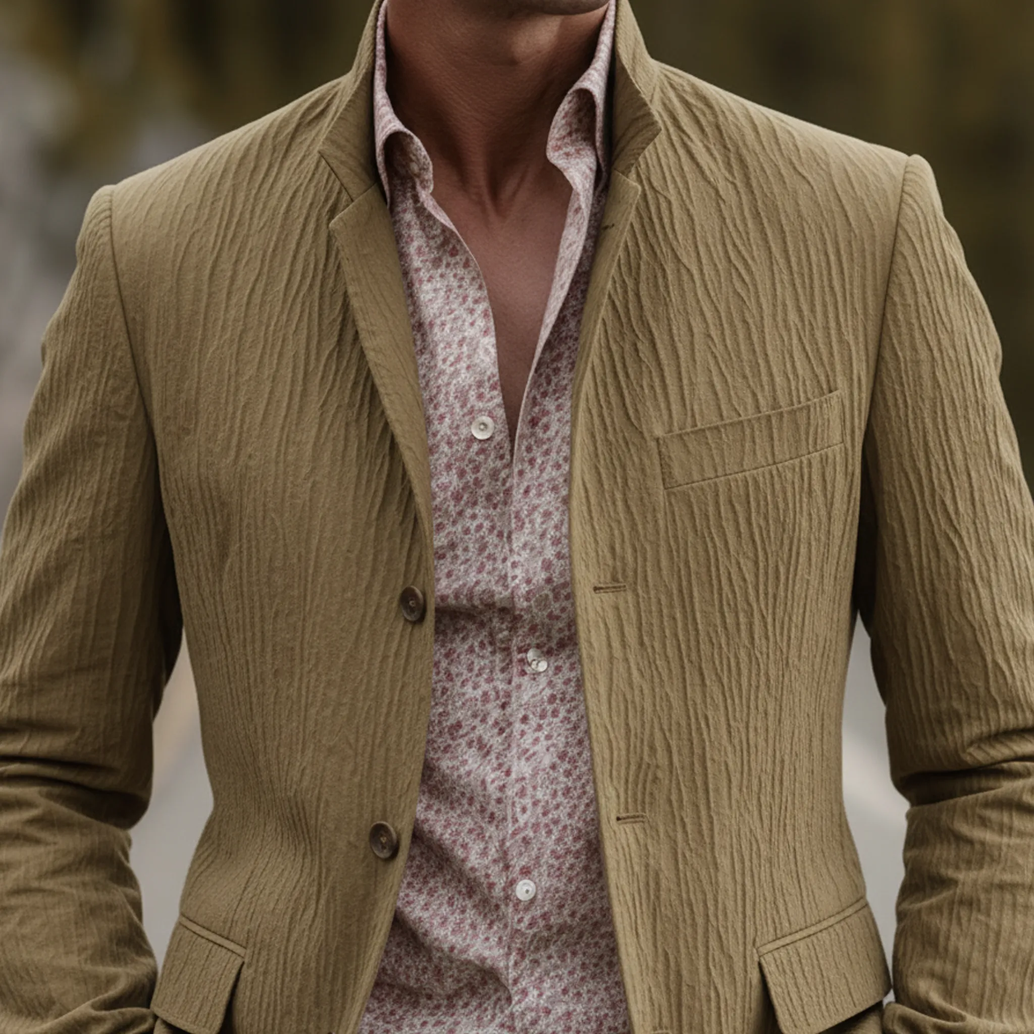 Men's Classic Vintage Stand-collar Textured Cotton Blend Jacket MTA2234L7K sold by Manly product image thumbnail 5