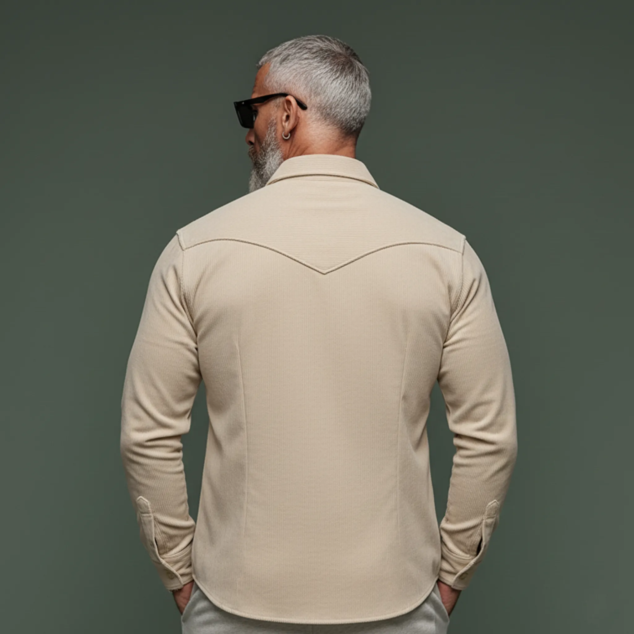 Men's Classic Vintage Embroidered Corduroy Long-sleeved Shirt MTA2235L9K sold by Manly product image thumbnail 4