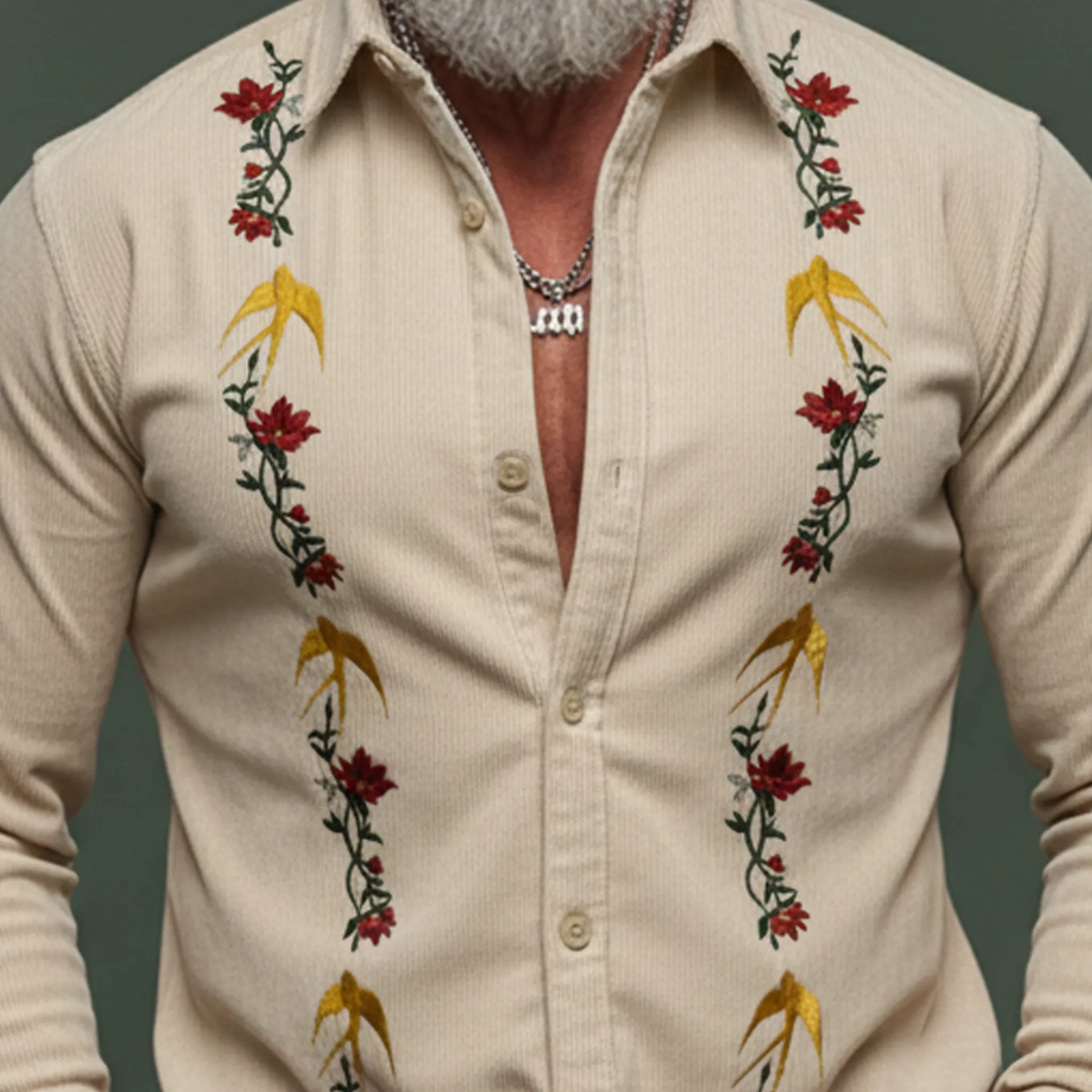 Men's Classic Vintage Embroidered Corduroy Long-sleeved Shirt MTA2235L9K sold by Manly product image thumbnail 5