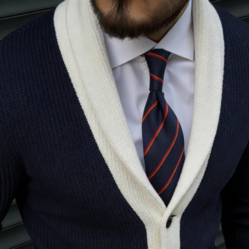 Men's Retro Casual Color Block Knit Button Cardigan MTA1785L0TO sold by Manly product image thumbnail 3