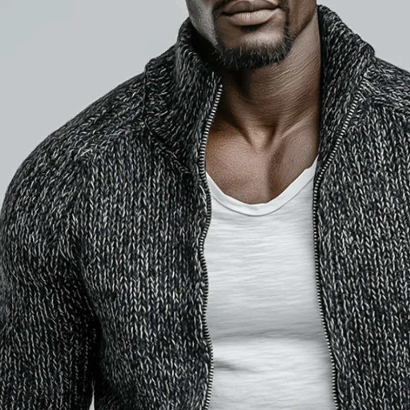 Men's Retro Casual Knitted Stand Collar Zipper Cardigan MTA1673L1TO sold by Manly product image thumbnail 3