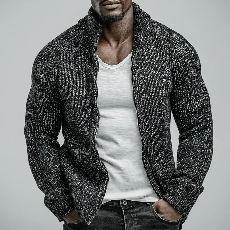 Men's Retro Casual Knitted Stand Collar Zipper Cardigan MTA1673L1TO sold by Manly product image thumbnail 2