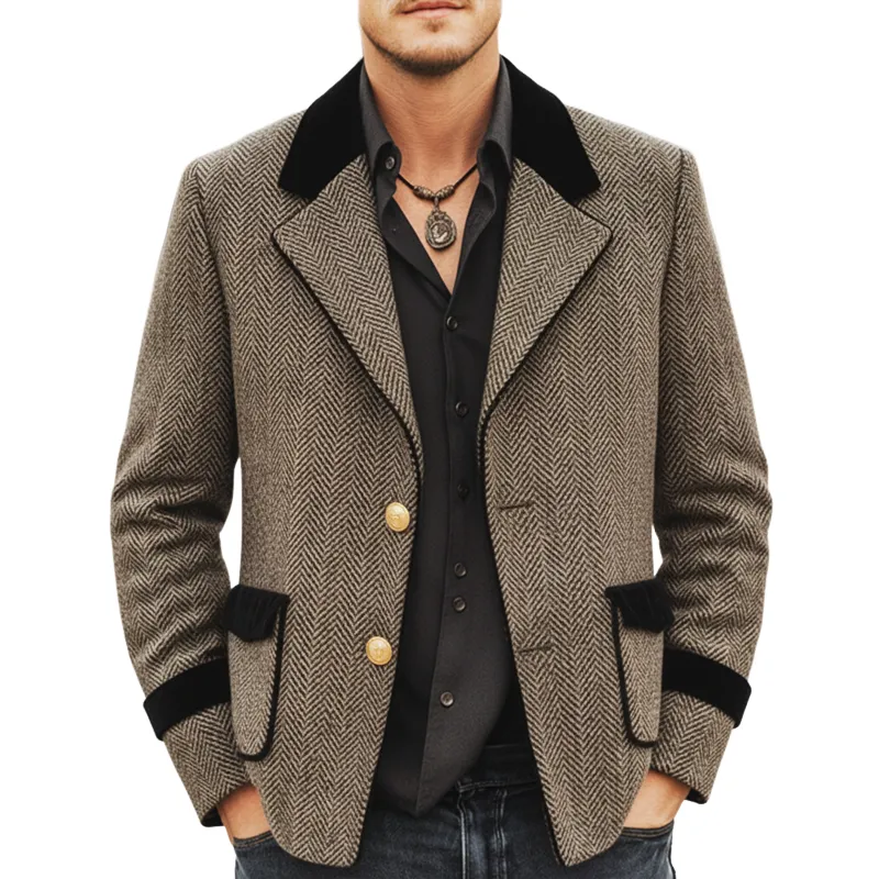 Men's Classic Color-block Faux Wool Two-button Jacket MTA2077L4U sold by Manly