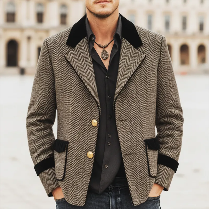 Men's Classic Color-block Faux Wool Two-button Jacket MTA2077L4U sold by Manly product image thumbnail 2