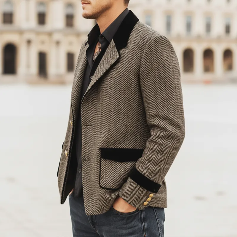 Men's Classic Color-block Faux Wool Two-button Jacket MTA2077L4U sold by Manly product image thumbnail 3