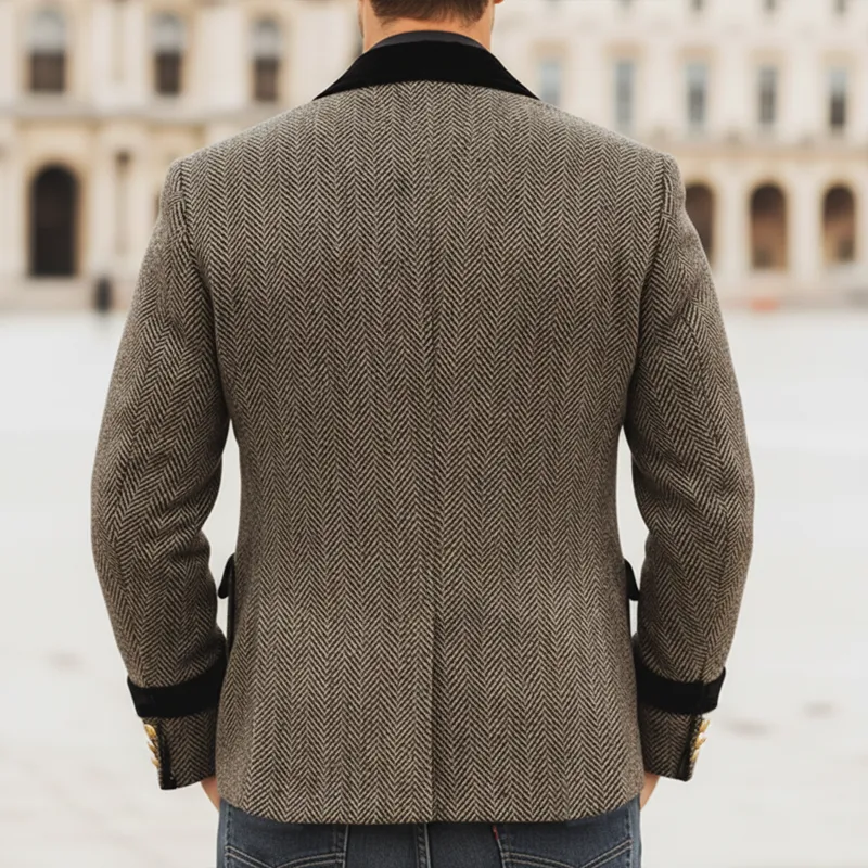 Men's Classic Color-block Faux Wool Two-button Jacket MTA2077L4U sold by Manly product image thumbnail 4