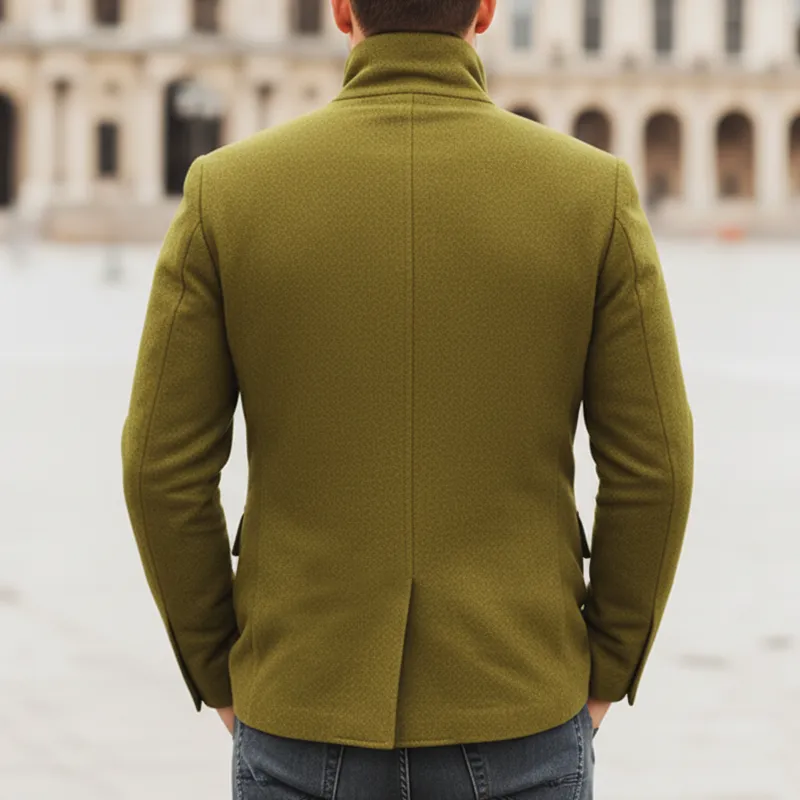 Men's Classic Business Stand Collar Faux Wool Slim Fit Jacket MTA2010L3U sold by Manly product image thumbnail 4