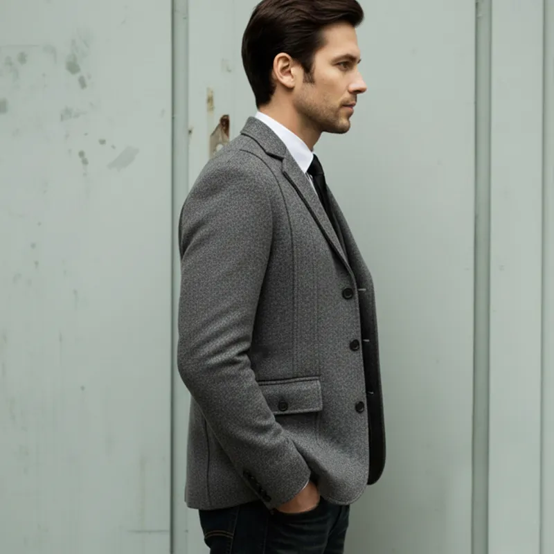 Men's Business Three-button Slim-fit Wool-blend Single-vent Blazer MTA2028L7U sold by Manly product image thumbnail 4