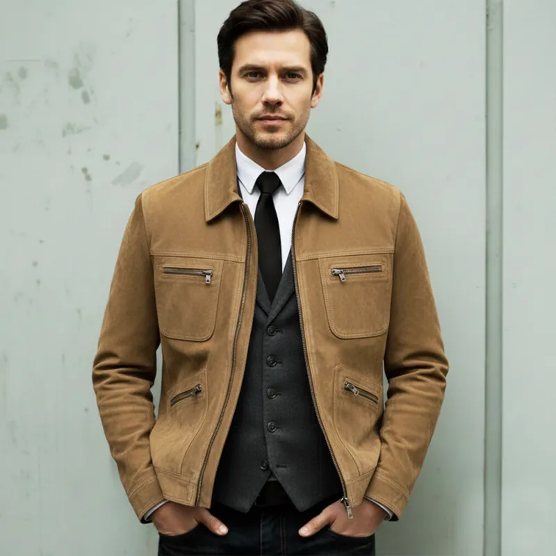 Men's Classic Urban Faux Suede Zip-up Jacket MTA2060L4U sold by Manly product image thumbnail 3