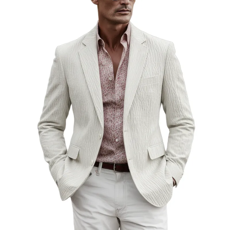 Men's Classic Vintage Textured Cotton Blend Single-breasted Blazer MTA2015L0K sold by Manly