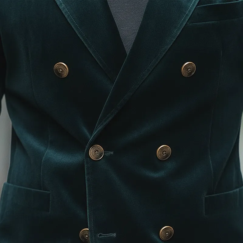 Men's Vintage Velvet Double-breasted Lapel Jacket MTA1913L3P sold by Manly product image thumbnail 4