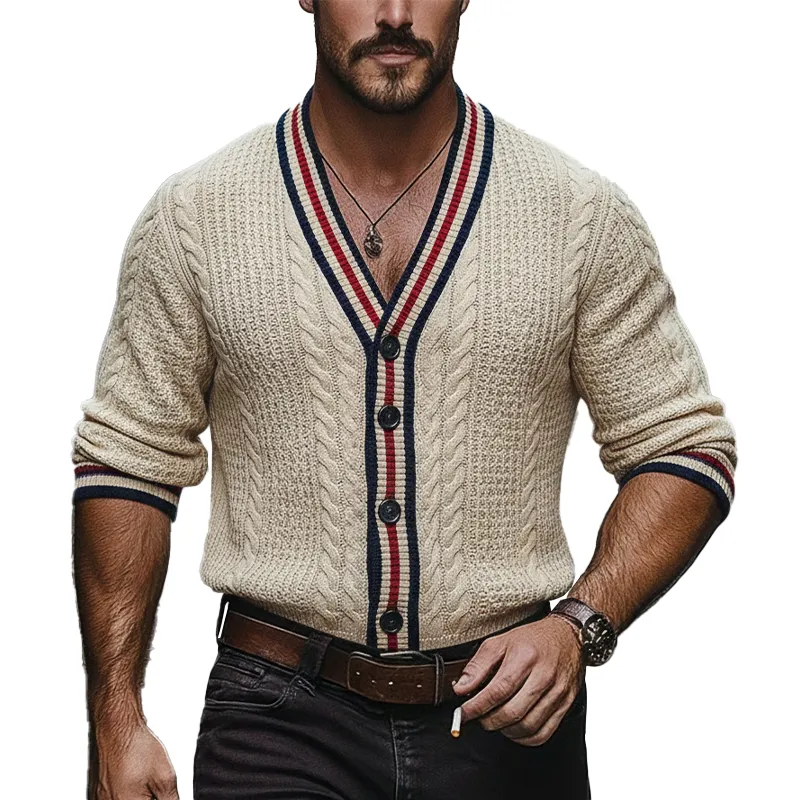 Men's Winter Retro Cotton Yarn Knitted Button Sweater MTA1977L0P sold by Manly