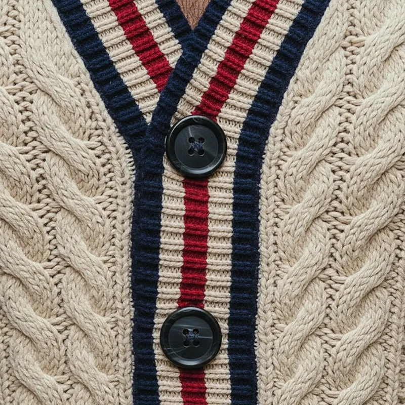 Men's Winter Retro Cotton Yarn Knitted Button Sweater MTA1977L0P sold by Manly product image thumbnail 4