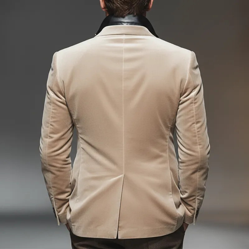 Men's Classic Velvet Double-breasted Single-vent Slim-fit Blazer MTA1749L5U sold by Manly product image thumbnail 4