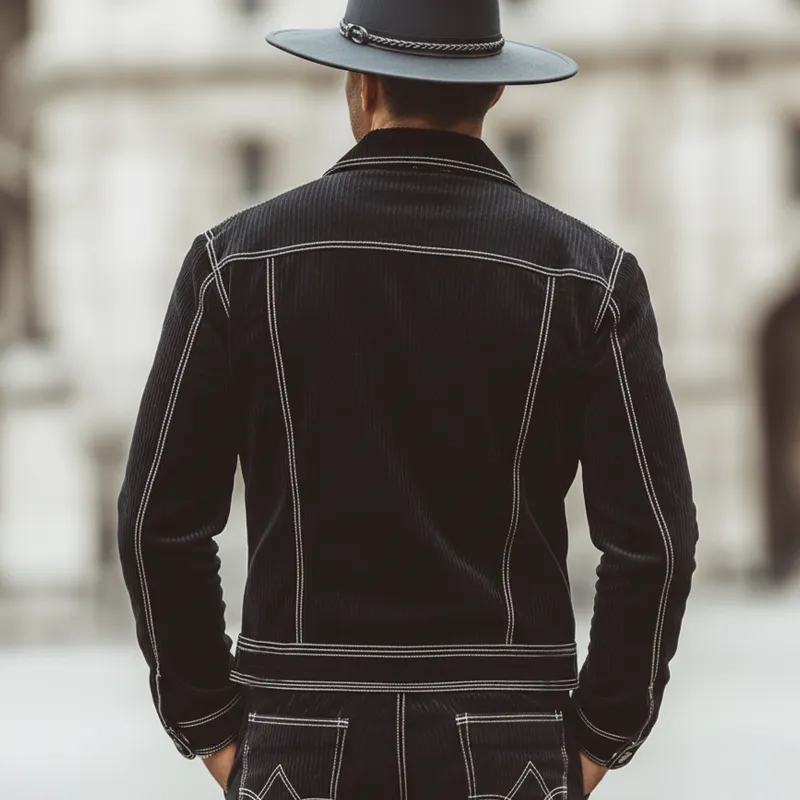 Men's Classic Urban Corduroy Contrast Stitching Button Jacket MTA1965L0U sold by Manly product image thumbnail 4