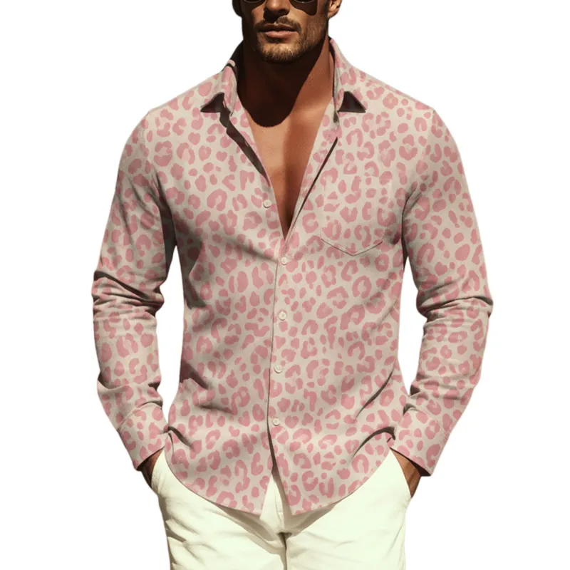 Men's Classic Casual Denim Leopard Print Long-sleeved Shirt MTA1904L0K sold by Manly