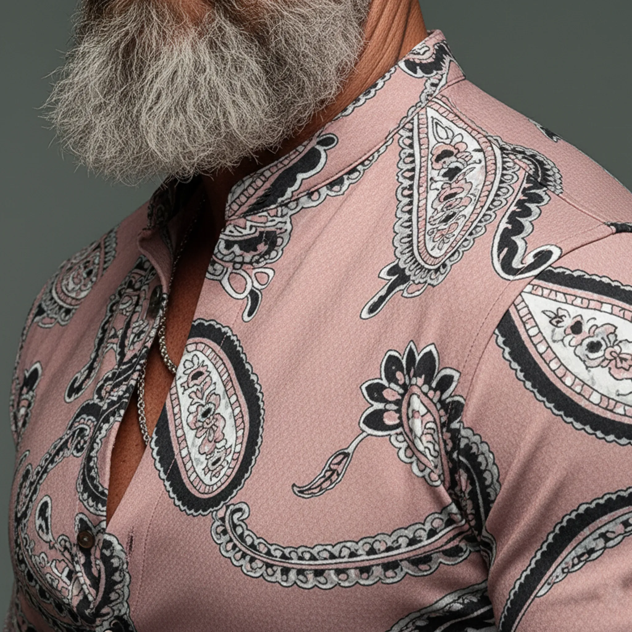 Men's Classic Vintage Pink Printed Blended Long-sleeved Shirt MTA1745L7K sold by Manly product image thumbnail 5
