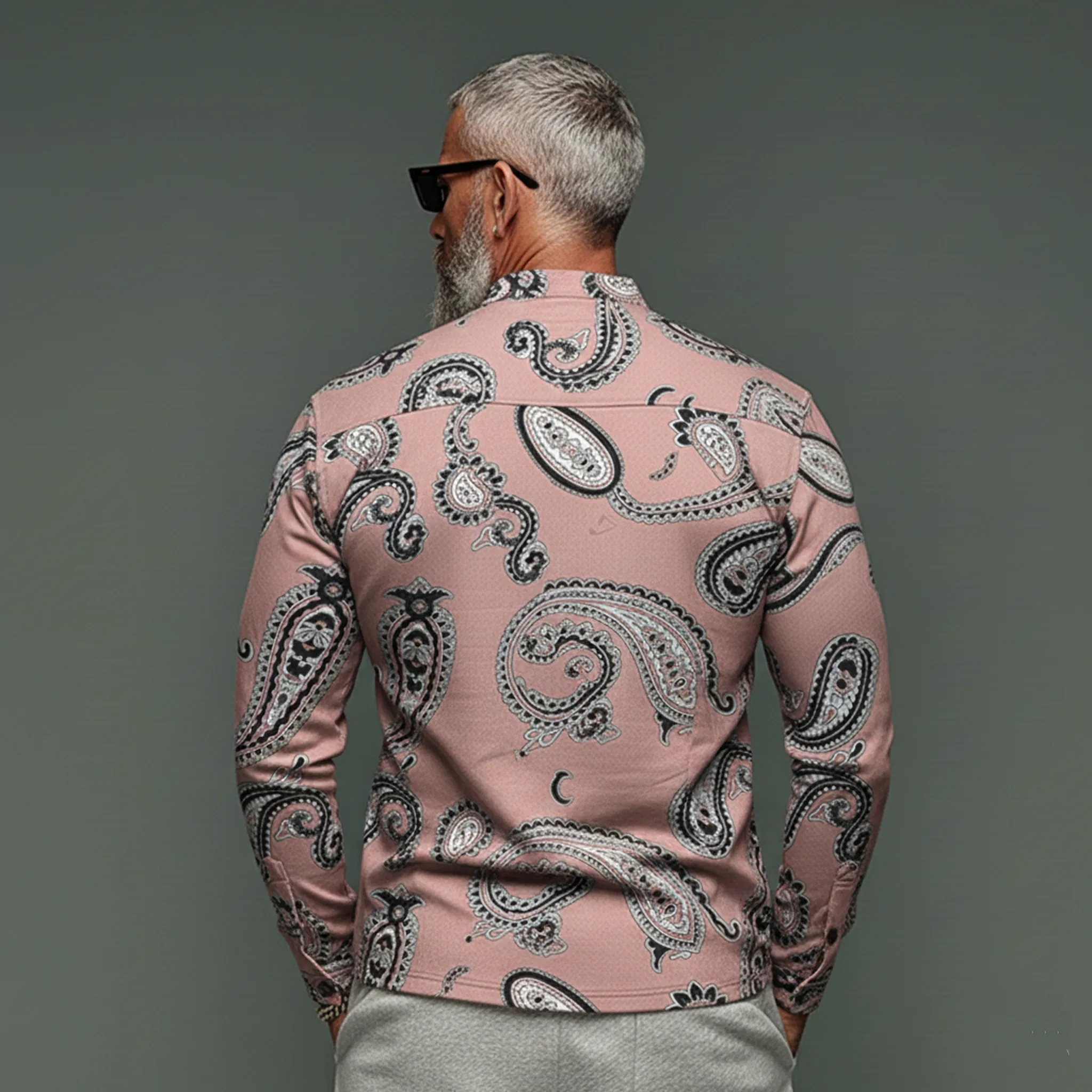 Men's Classic Vintage Pink Printed Blended Long-sleeved Shirt MTA1745L7K sold by Manly product image thumbnail 4