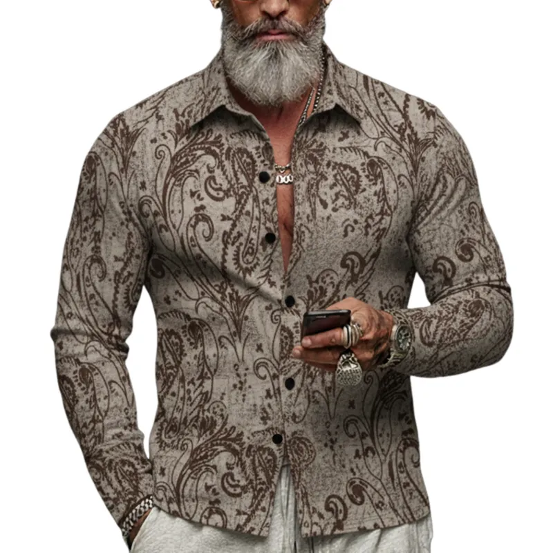 Men's Classic Vintage-print Blended Long-sleeved Shirt MTA1775L0K sold by Manly