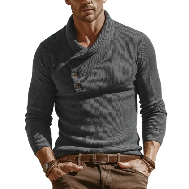 Men's Classic Casual Ribbed Slim-fit Long-sleeved T-shirt MTA1838L6K sold by Manly