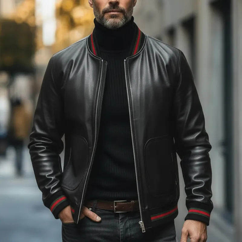 Men's Winter Vintage PU Faux Leather Zip-up Jacket MTA1741L4P sold by Manly product image thumbnail 2