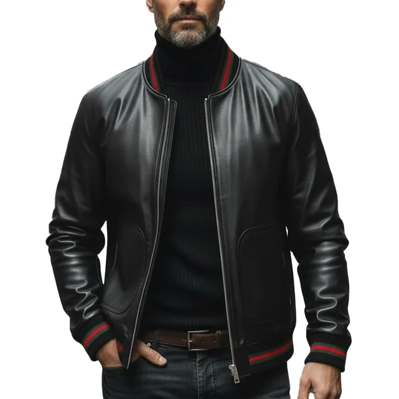 Men's Winter Vintage PU Faux Leather Zip-up Jacket MTA1741L4P sold by Manly