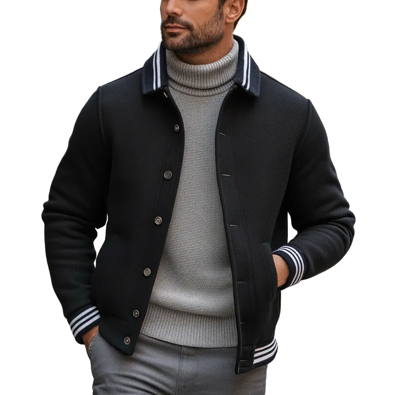 Men's Winter Vintage-style Faux Wool Button-up Jacket MTA1757L5P sold by Manly