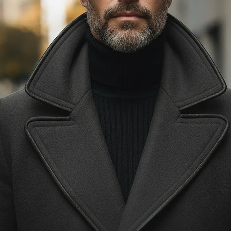 Men's Winter Vintage Style Faux Wool PU-trimmed Button-up Jacket MTA1776L2P sold by Manly product image thumbnail 3