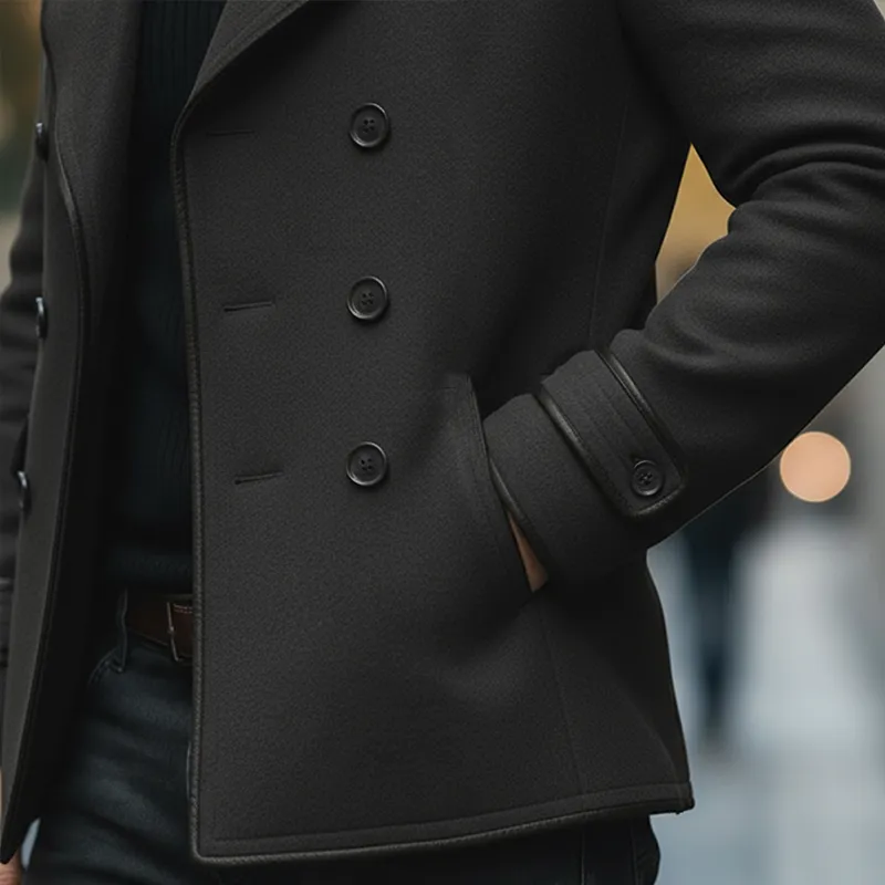 Men's Winter Vintage Style Faux Wool PU-trimmed Button-up Jacket MTA1776L2P sold by Manly product image thumbnail 5