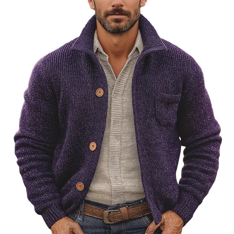 Men's Winter Vintage Cotton Yarn Knit Button Cardigan MTA1729L8P sold by Manly