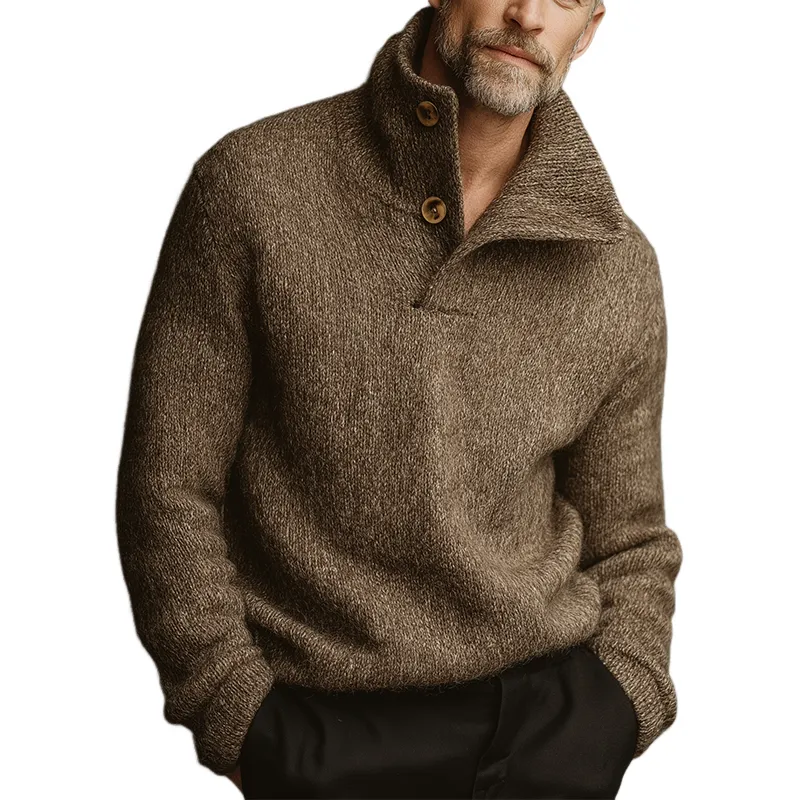Men's Retro Casual Knitted Button Lapel Pullover Sweater MTA1654L8TO sold by Manly