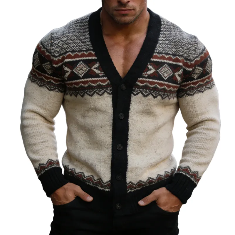 Men's Retro Casual Knitted Ethnic Style Button-Up Cardigan MTA1538L8TO sold by Manly