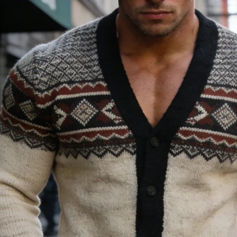 Men's Retro Casual Knitted Ethnic Style Button-Up Cardigan MTA1538L8TO sold by Manly product image thumbnail 3
