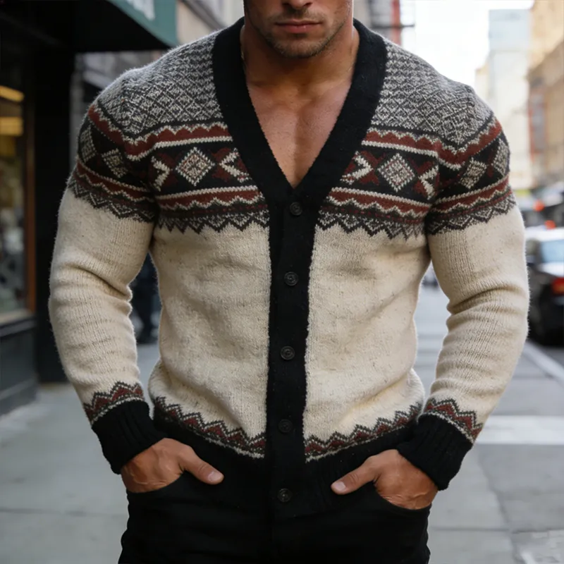 Men's Retro Casual Knitted Ethnic Style Button-Up Cardigan MTA1538L8TO sold by Manly product image thumbnail 2
