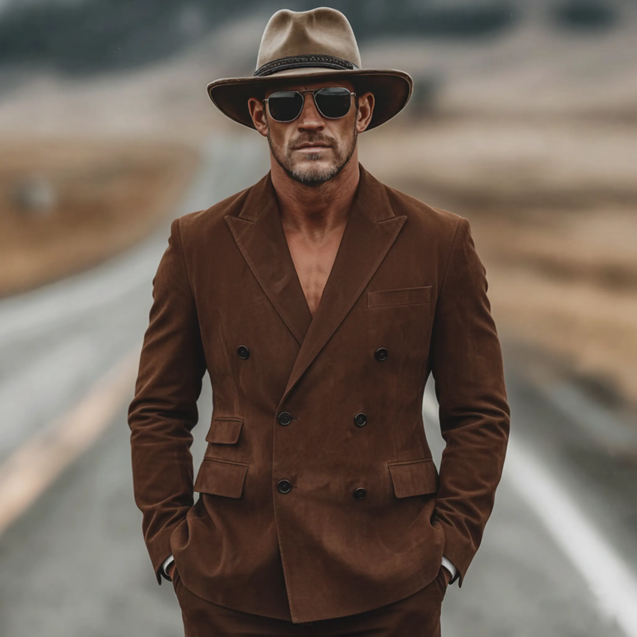 Men's Classic Vintage Double-breasted Faux Suede Blazer MTA1721L1K sold by Manly product image thumbnail 2