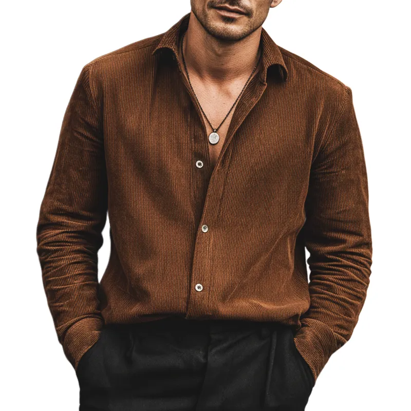 Men's Classic Business Corduroy Long-sleeved Shirt MTA1611L4U sold by Manly