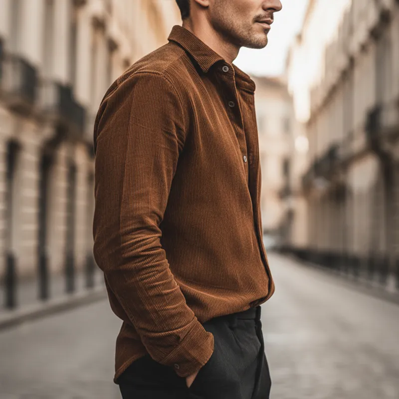 Men's Classic Business Corduroy Long-sleeved Shirt MTA1611L4U sold by Manly product image thumbnail 3