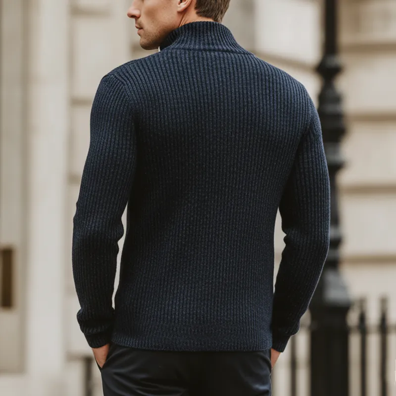 Men's Urban Minimalist Stand Collar Zipper Slim Fit Knit Cardigan MTA1702L9U sold by Manly product image thumbnail 5