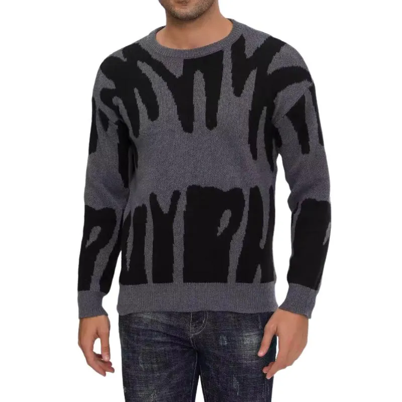 Men's Fashion Round Neck Colorblock Jacquard Loose Pullover Knitted Sweater 27955584M sold by Manly