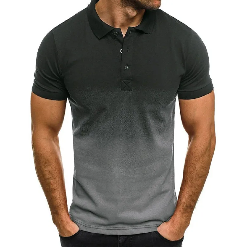 Men's Casual Gradient Print Short Sleeve POLO T-shirt 26429298Y sold by Manly