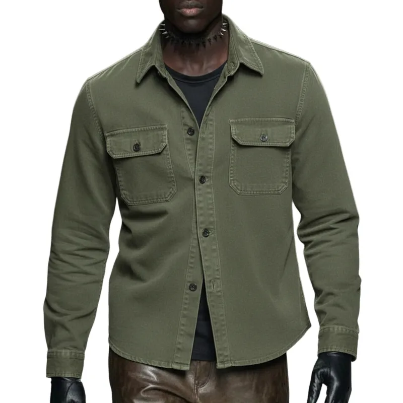 Men's Classic Casual Washed Cotton Blend Long-sleeved Shirt MTA3076L1K sold by Manly