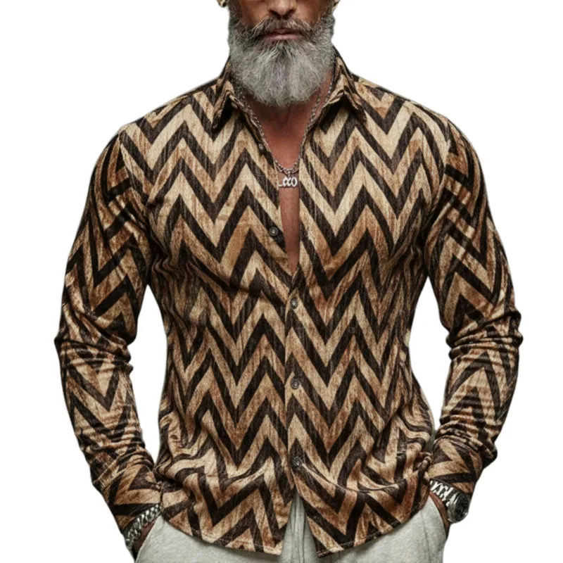 Men's Classic Vintage Velvet Printed Long-sleeved Shirt MTA3096L7K sold by Manly