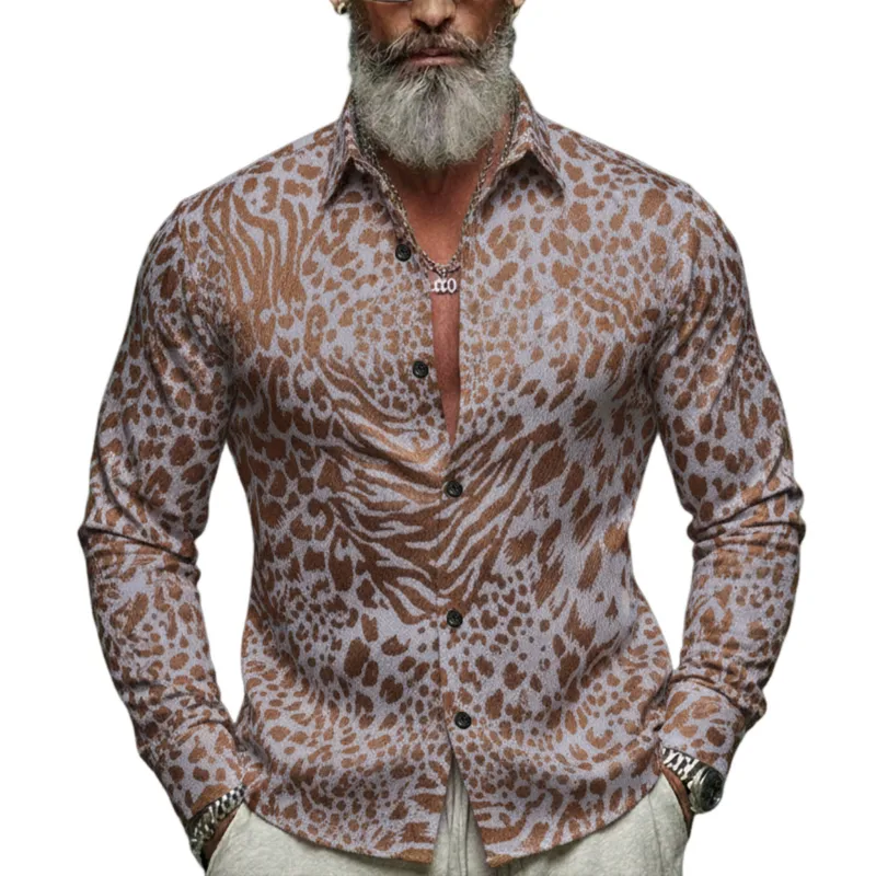Men's Classic Vintage Blended Jacquard Long-sleeved Shirt MTA3057L9K sold by Manly