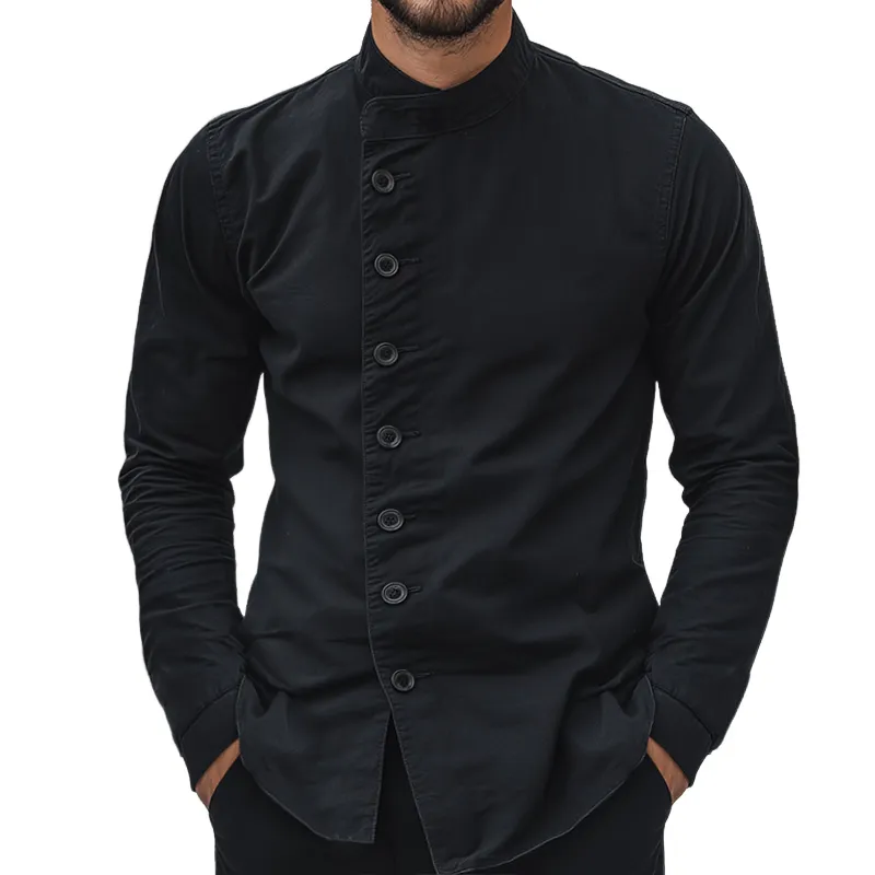 Men's Retro Casual Cotton Stand Collar Button Shirt MTA3074L0TO sold by Manly