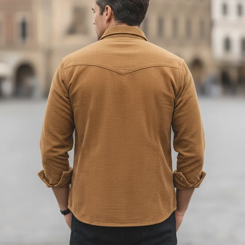 Men's Classic Corduroy Embroidered Casual Long-sleeved Shirt MTZ0537A6U sold by Manly product image thumbnail 4